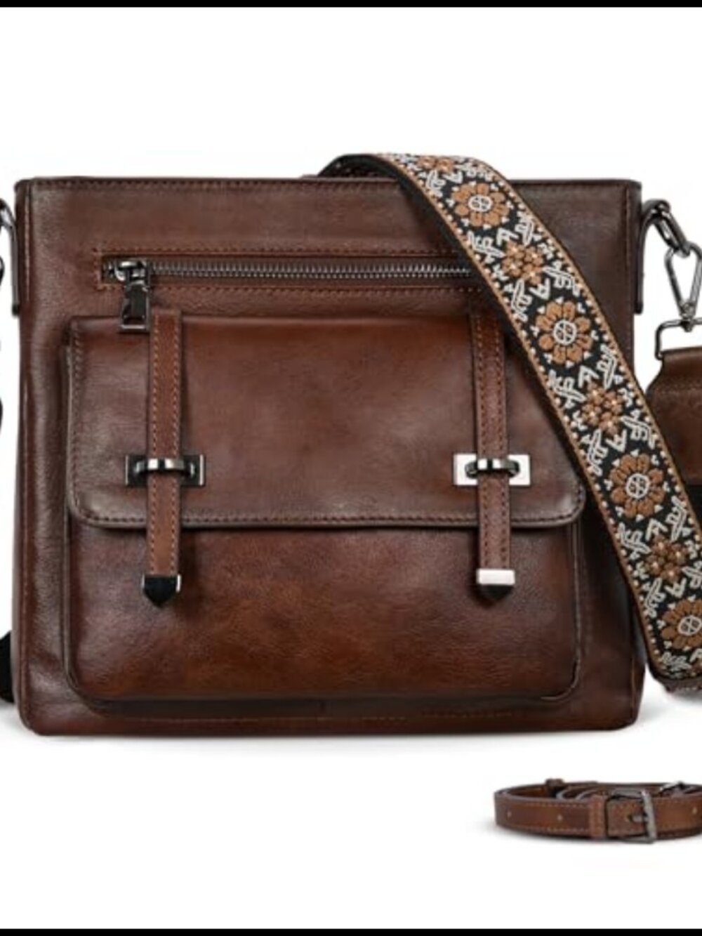 Soft Leather Crossbody Bag Multi Pocket Shoulder Handbag